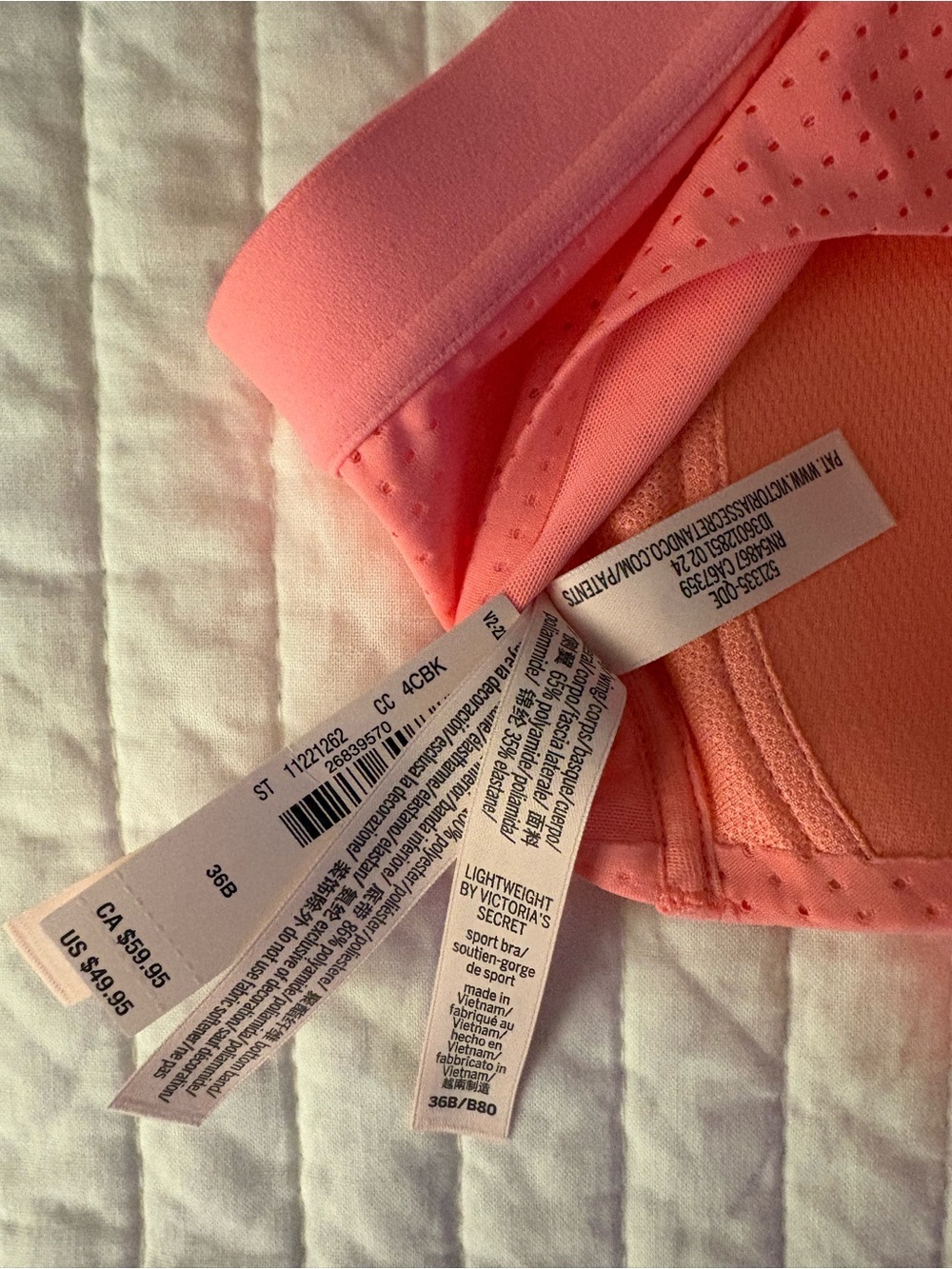Lightweight by Victoria's Secret Coral Perforated Sports Bra. - Picture 3 of 3
